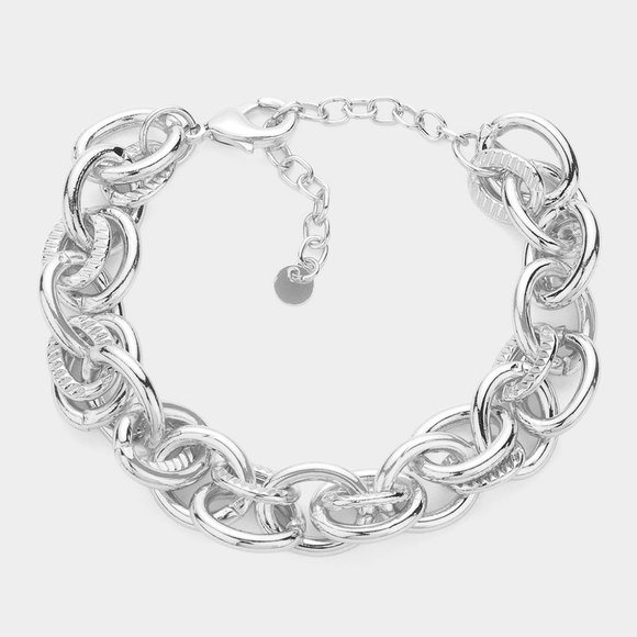 Silver Chunky Style Multi Chain Link Bracelet Metal Thick Bold Jewelry Casual - Picture 1 of 2